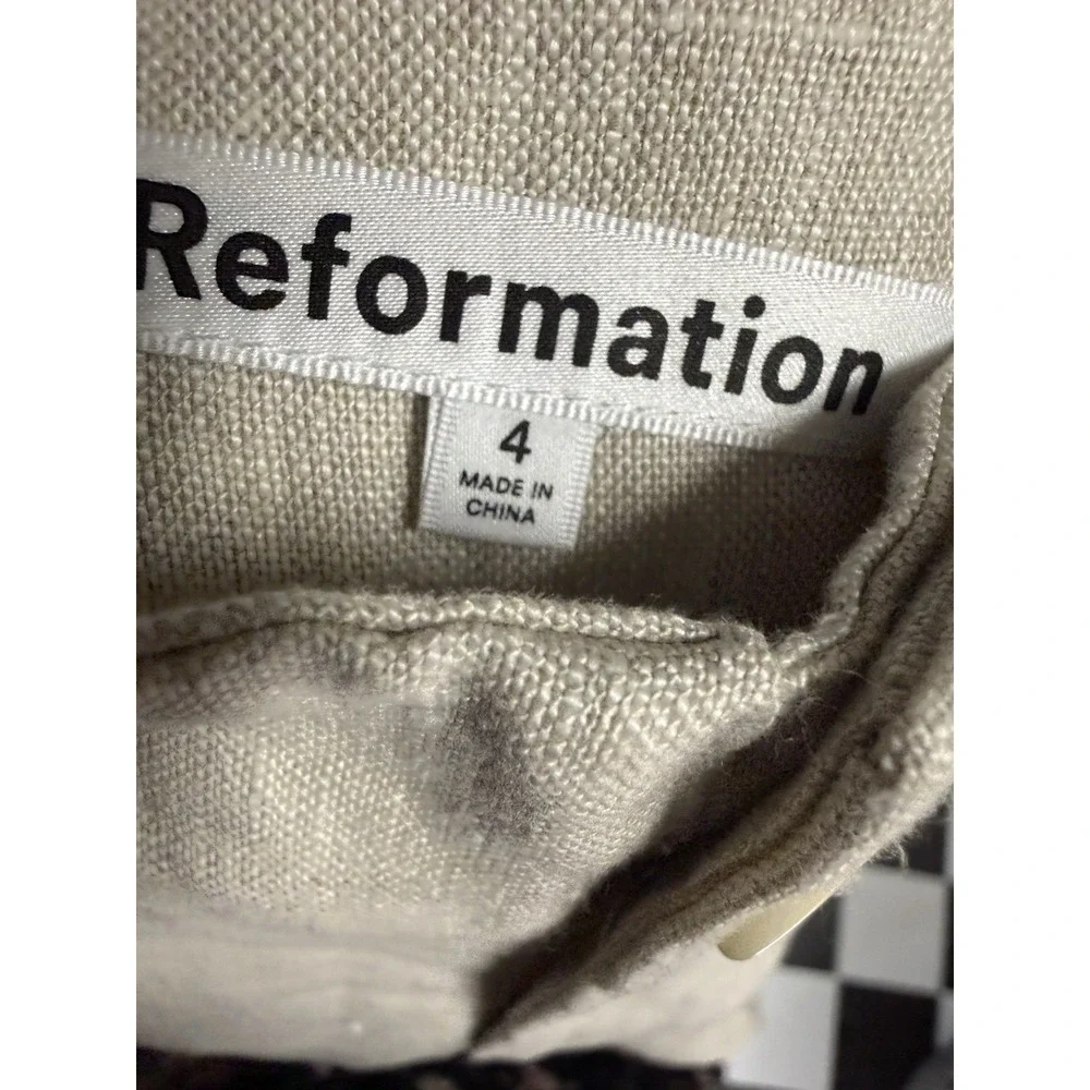 Reformation Front Seam Wide Leg Linen Pants In Oatmeal Women's Size 4